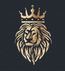 Majestätischer Löwe und Krone